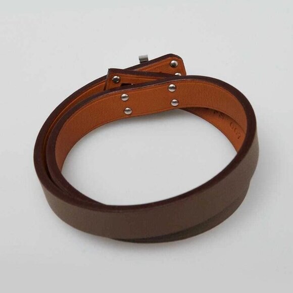 Hermes Etoupe Swift Leather Palladium Plated Mini Kelly Double Tour Bracelet - Picture 4 of 7